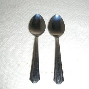 2 Vintage HB Co BABY Childs SPOONS Tea Solid Stainless 4.5"L NEW  F